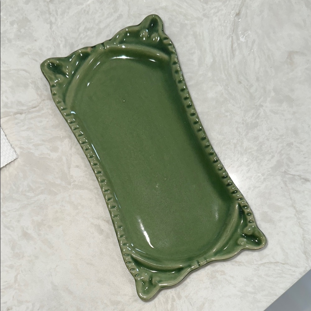 Green Ceramic Decorative Tray